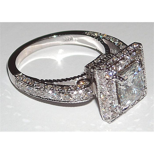 Princess Diamond Engagement Fancy Ring 5.25 Carats Pave Setting New 