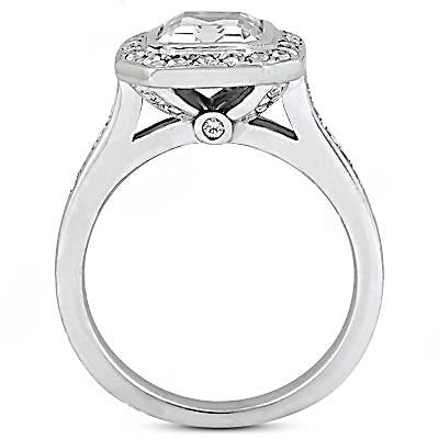 Halo Ring Diamond Emerald Cut Halo Ring 2.25 Carats