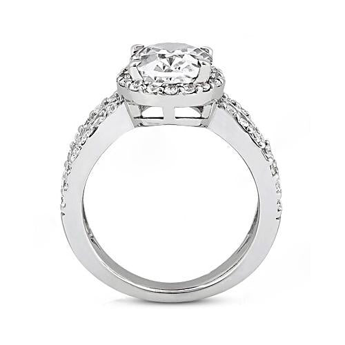 Halo Ring Oval Cut Diamond Engagement Women Halo Ring 1.66 Carat White Gold