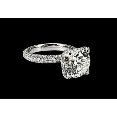 Engagement Pave Diamonds Engagement Ring Women White Gold Jewelry  Ring