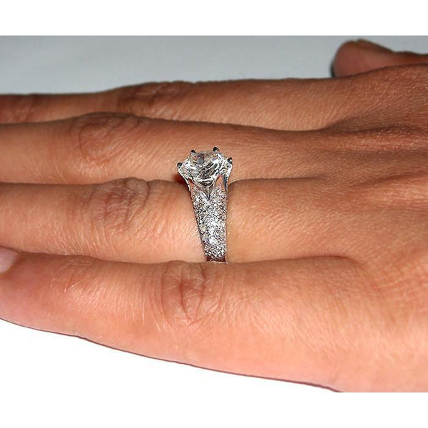 Engagement Ring Round Cut Diamond Engagement Women Ring 2.75 Carats White Gold