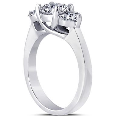 Round Diamonds Engagement Ring Gold New 2.91 Carat Three Stone Three Stone Ring