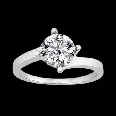Twisted  Sparkling Unique Solitaire White Gold Diamond Anniversary Ring 