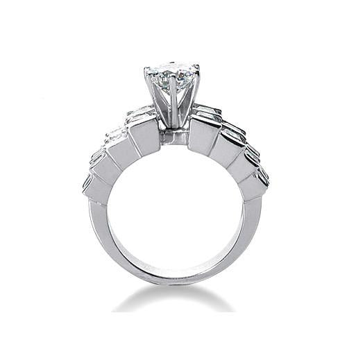 Antique Big Size Diamond Engagement Ring White Gold Solitaire Ring 