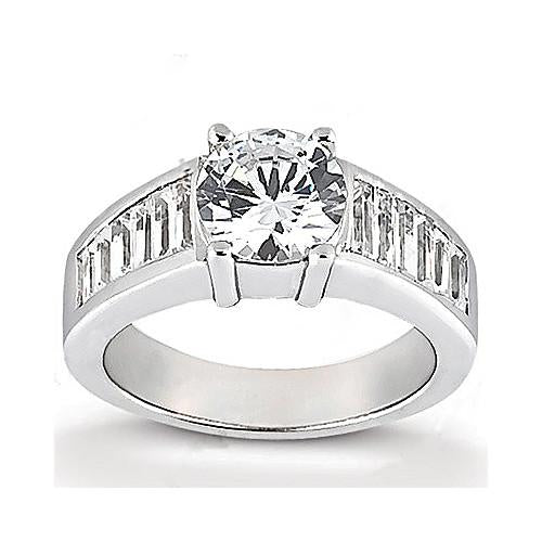  Brilliant Sparkling Solitaire Ring with Accents White Gold Diamond 