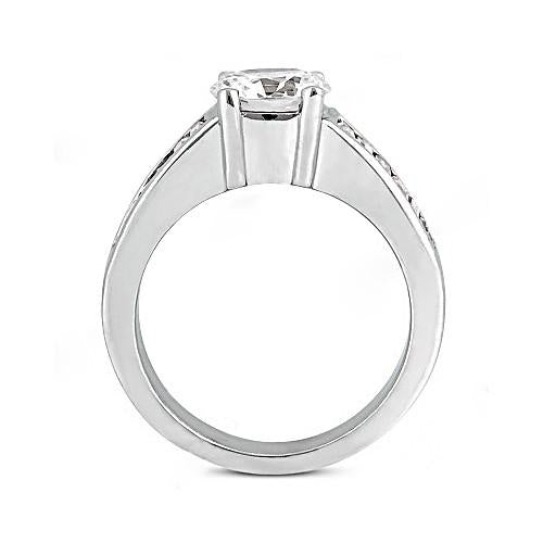  Brilliant Sparkling Solitaire Ring with Accents White Gold 