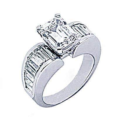New Style Engagement Ring Emerald Cut Solitaire With Accents