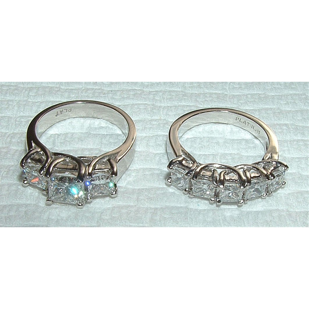 Engagement Ring Set Diamond Ring Engagement Band Set New 4.5 Carats White Gold 14K