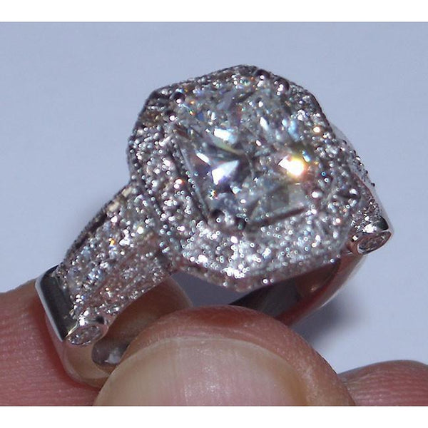 5.01 Carat Radiant Cut Jewelry Diamond Beautiful Halo Engagement Ring New Halo Ring