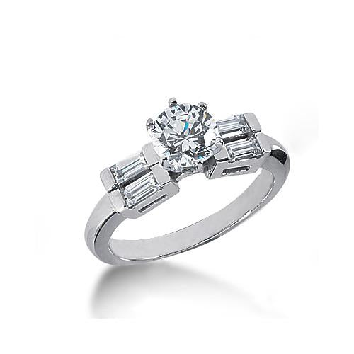 Princess Cut High Quality Unique Solitaire Ring with Accents White Gold Diamond