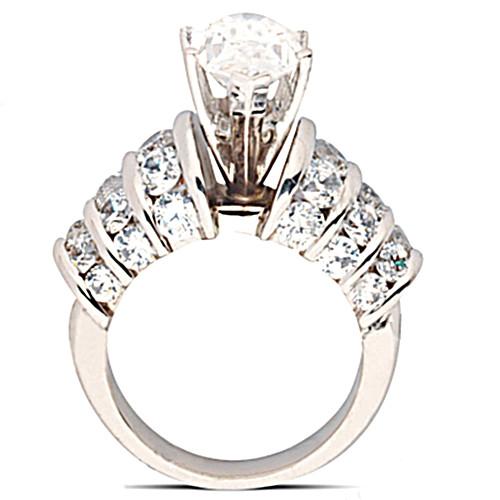 Princess Cut Sparkling Solitaire Ring with Accents White Gold Diamond 