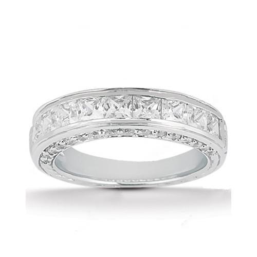 Engagement Ring Set Diamond Engagement Ring 4.75 Carats Princess and Round Cut White Gold 14K