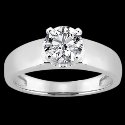Woman's White Gold Weeding Anniversary Solitaire Diamond Ring 