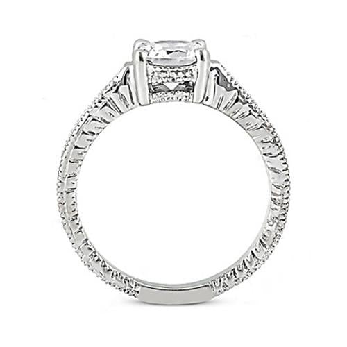 Antique Fancy New Style Engagement Ring Emerald Cut Solitaire With Accents