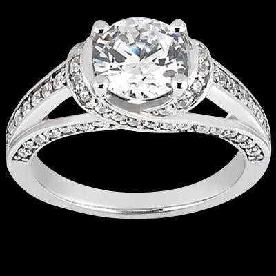 Women Diamond Engagement Ring White Gold Solitaire Ring with Accents