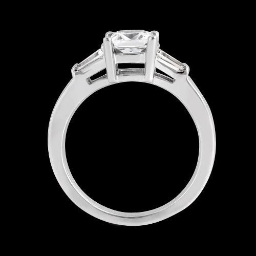Three Stone Ring Princess & Baguette 1.20 Carat Diamond Three Stone Ring Solid White Gold 14K Jewelry
