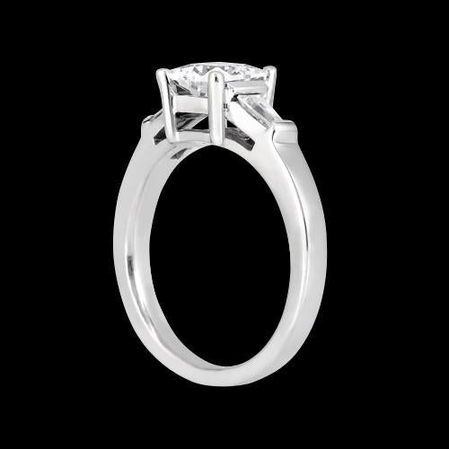 Princess & Baguette 1.20 Carat Diamond Three Stone Ring Solid White Gold 14K Jewelry Three Stone Ring