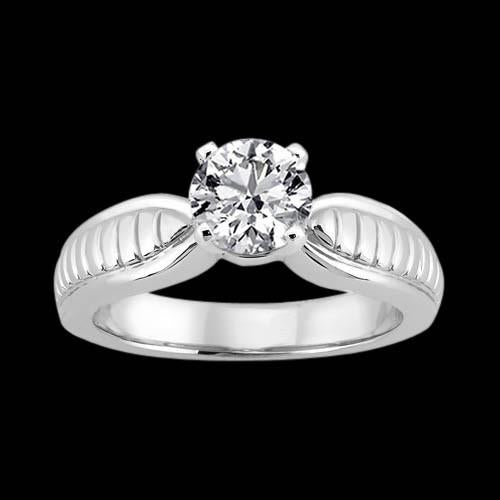    Lady’s Elegant Sparkling Unique Solitaire White Gold Diamond Ring 
