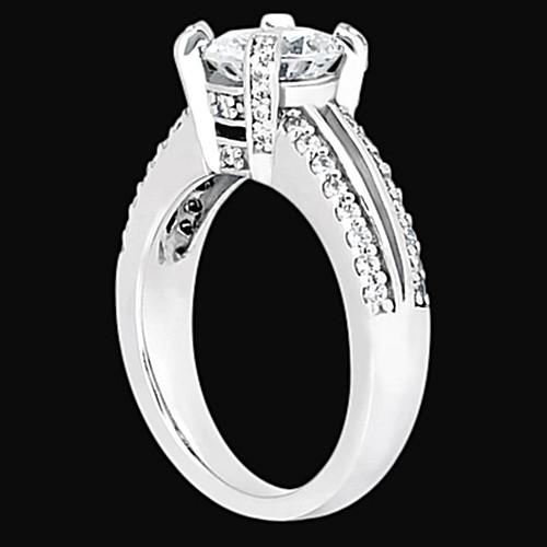 Engagement Ring Round Diamond Engagement Ring 1.45 Carats Basket Setting Jewelry White Gold
