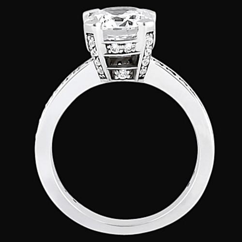 New Fancy Style Round Round  Lady’s Fancy Engagement White Gold Diamond Solitaire Ring with Accents