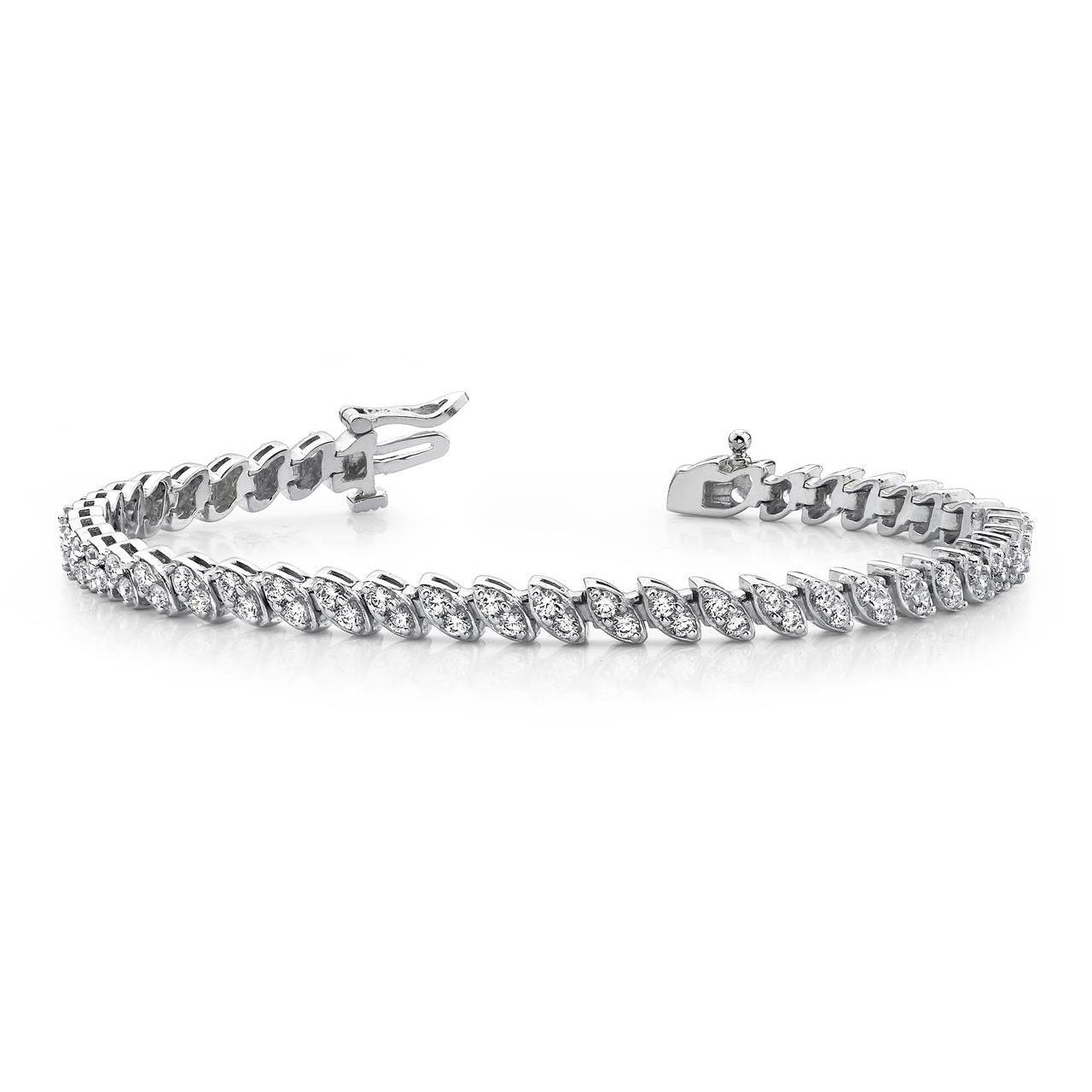 4.40 Ct Brilliant Cut Two Peas In A Pod Diamonds Bracelet White Gold Tennis Bracelet
