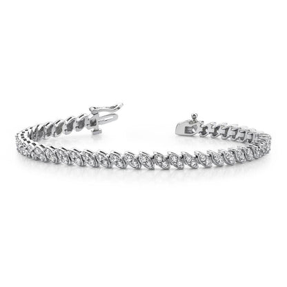 4.40 Ct Brilliant Cut Two Peas In A Pod Diamonds Bracelet White Gold Tennis Bracelet
