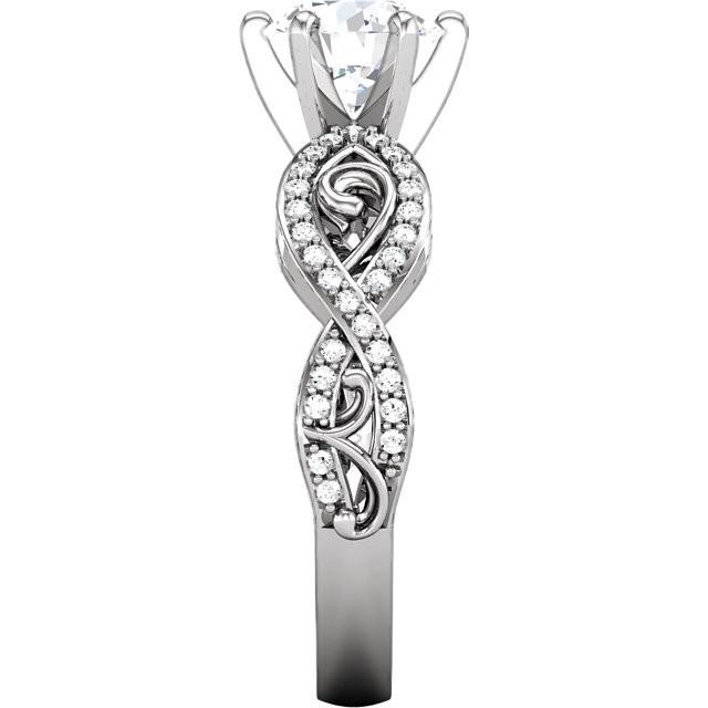 New Design  Lady’s  Style White Elegant Gold Diamond Solitaire Ring with Accents 