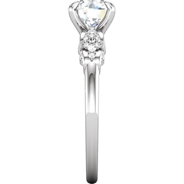 Engagement Ring Round Diamond Engagement Ring Filigree 1.66 Carats White Gold 14K