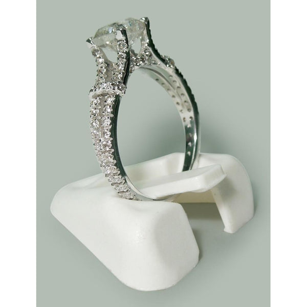 Cushion & Round Diamond Engagement Ring 1.90 Carats Split Shank White Gold 14K Engagement Ring