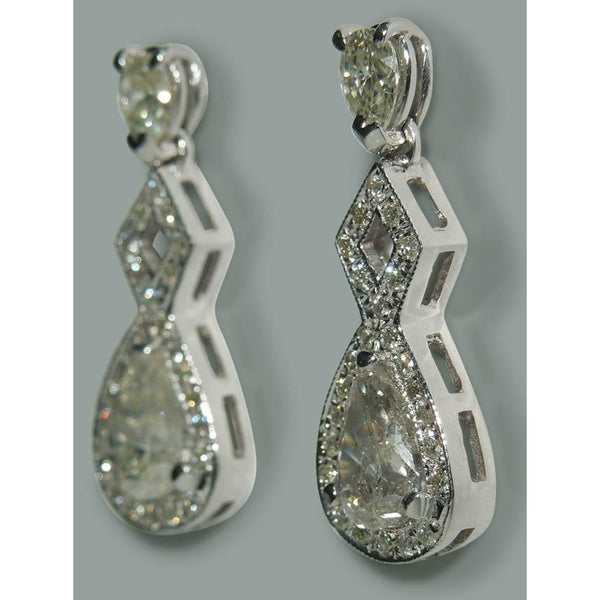 Sparkling 3.50 Carat Pear Diamond Dangle Drop Pair Earrings White Gold 14K New Dangle Earrings