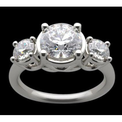 Three Stone Ring Three Stone Diamond Lucida Ring 2.50 Carat Diamonds Engagement Ring Gold
