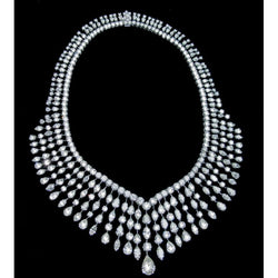 129.07 Carat Diamonds Bridal Jewelry Necklace Pendant Platinum