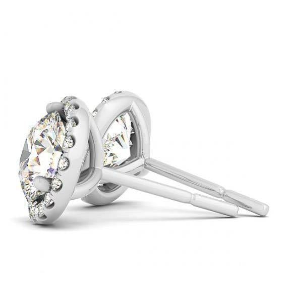 New High Quality Wedding Studs Halo Earrings White Gold Diamond
