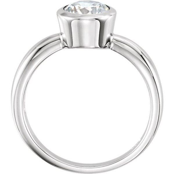 Round Bezel Set Half Bezel Antique  Lady’s  Style White Elegant Gold Diamond Solitaire Ring