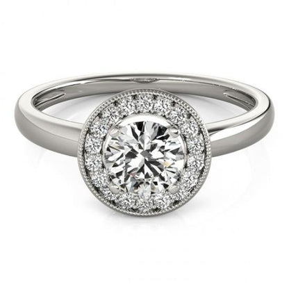Halo Ring 1.75 Carats Round Diamond Halo Anniversary Ring White Gold 14K