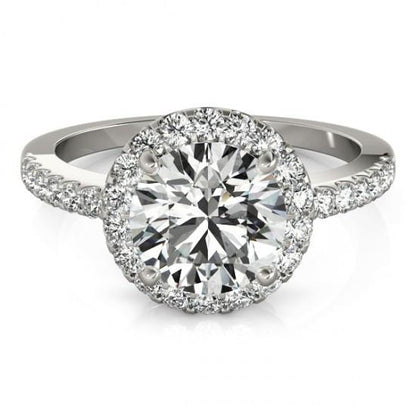 Halo Ring Sparkling Halo Round Diamond Engagement Fancy Ring 2.50 Carats White Gold 14K