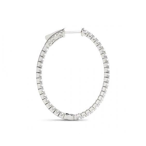 Hoop Earrings Round Diamond 1.60 Carat White Gold Hoop Earrings Lady Earring New