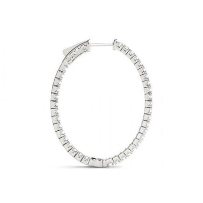 Hoop Earrings Round Diamond 1.60 Carat White Gold Hoop Earrings Lady Earring New