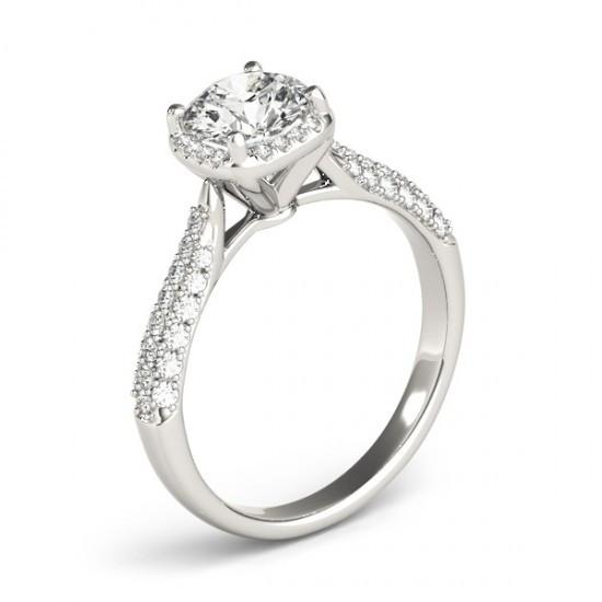 Halo Ring Halo Diamond Solitaire With Accents Ring 1.50 Carats New White Gold 14K