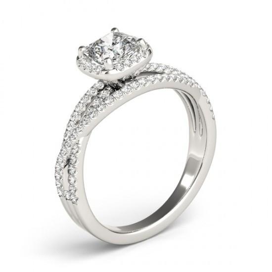 Halo Ring Center Cushion Diamond Halo Engagement Ring 1.5 Ct. White Gold 14K