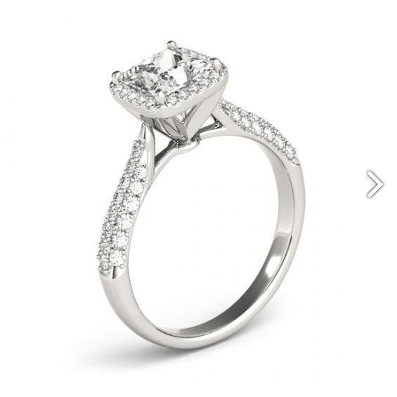 Halo Ring Halo Diamond Engagement Fancy Ring 1.75 Carats White Gold 14K New