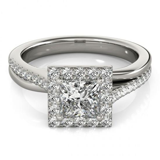 Halo Ring Halo Diamond Princess Cut With Accents Engagement Ring 1.50 Carats
