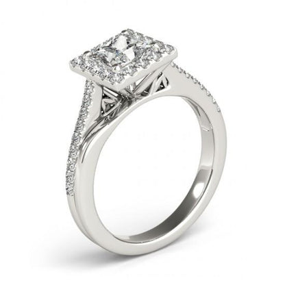 Halo Diamond Princess Cut With Accents Engagement Ring 1.50 Carats Halo Ring