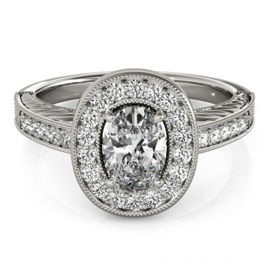 Halo Ring Halo Diamond Vintage Style Engagement Ring 1.25 Ct. Solid White Gold 14K