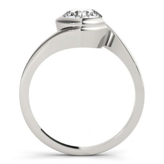  Lady’s Twisted Sparkling Unique Solitaire White Gold Diamond Ring 