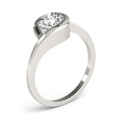 Twisted Round Diamond Engagement Solitaire  Ring White Gold 