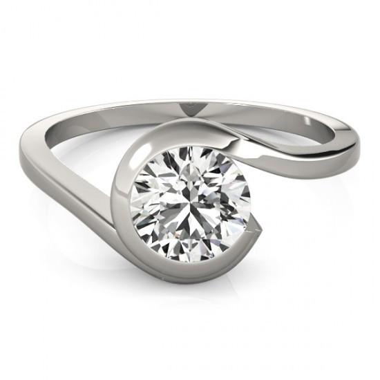 Solitaire Round Diamond Engagement Ring White Gold Ring 