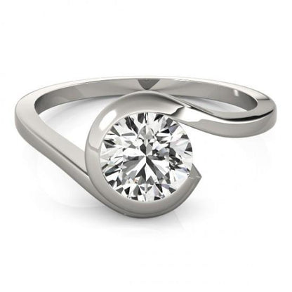 Solitaire Round Diamond Engagement Ring White Gold Ring 