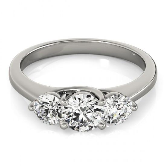 White Gold 14K Round Diamonds Three Stone Engagement Ring Three Stone Ring