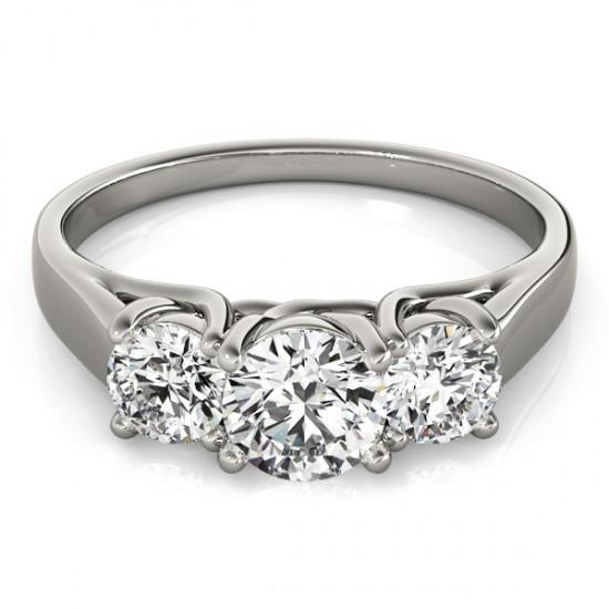 Sparkling Round Brilliant 1.65 Carat Diamonds Ring 3 Stone Solid Gold 14K Three Stone Ring